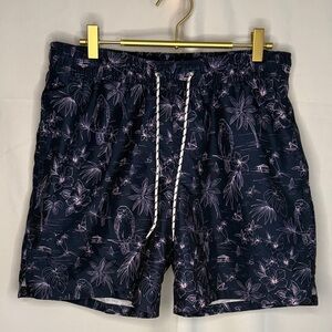 Goodfellow & Co 6 inch Dark Blue and Pink Tropical Swim Trunks Shorts - Mens M